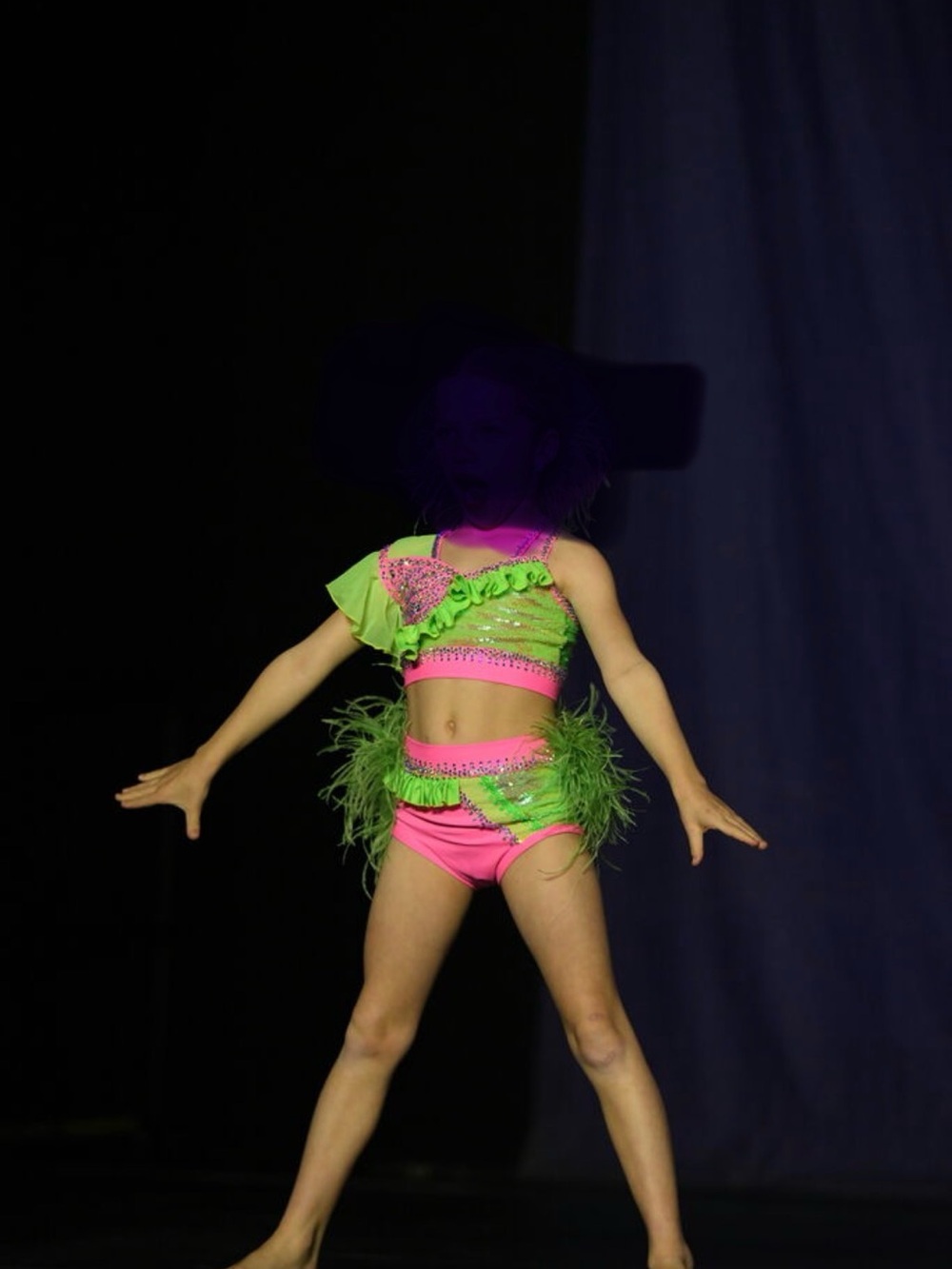 Kids Neon Green and Hot Pink Dance Costume